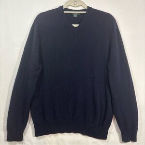 J. Crew Men's Cashmere Dark Blue V-Neck Sweater